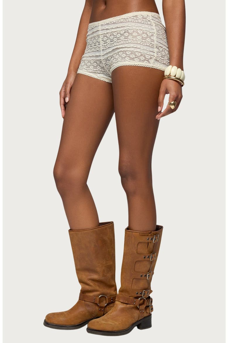 Yalena Sheer Lace Micro Shorts, Alternate, color, CREAM