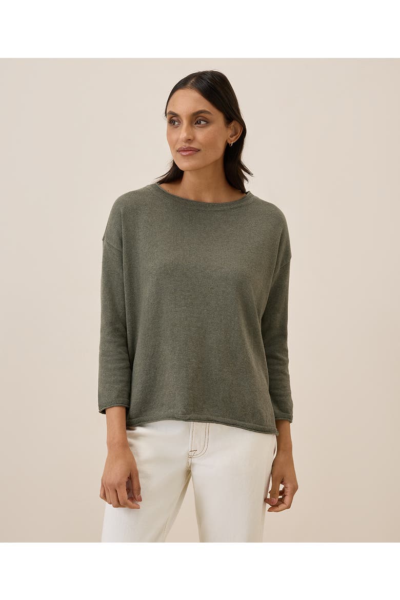 Organic Cotton Classic Fine Knit Wide Neck Sweater, Main, color, Castor Grey Heather