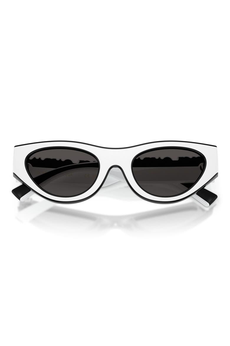 Kids' 47mm Small Cat Eye Sunglasses, Alternate, color, WHITE/ BLACK / DARK GREY