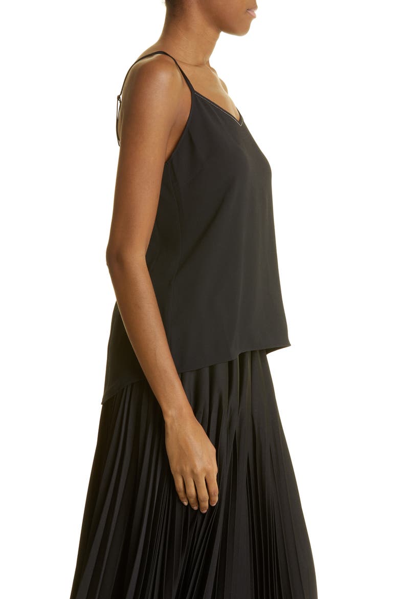 Beaded V-Neck Satin Camisole, Alternate, color, NERO