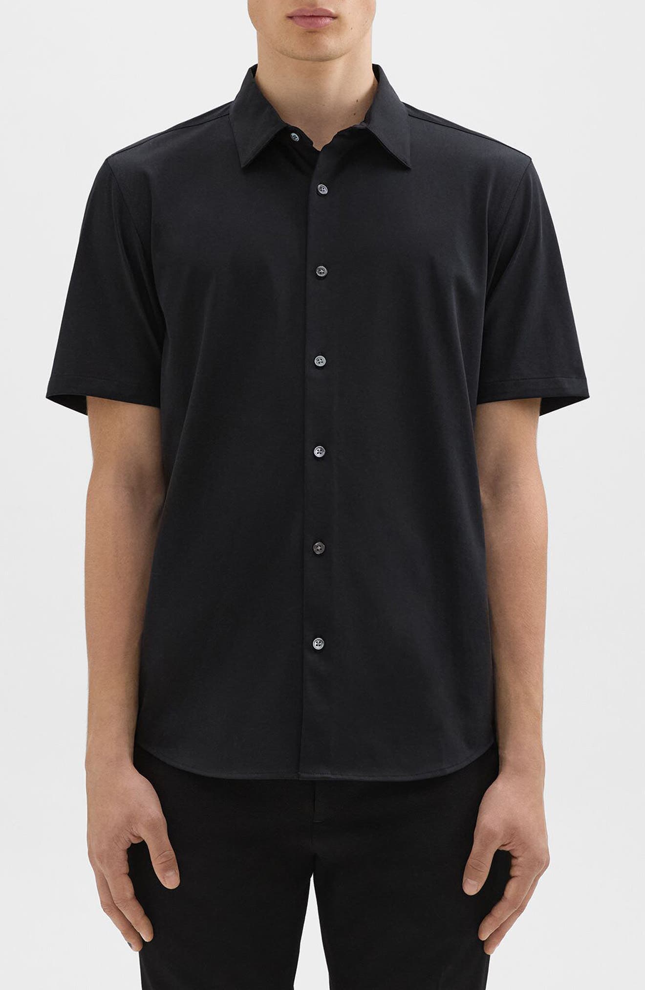 Theory Men's Short Sleeve Button Down Shirt - Cotton Witan Print Casual Business Wear