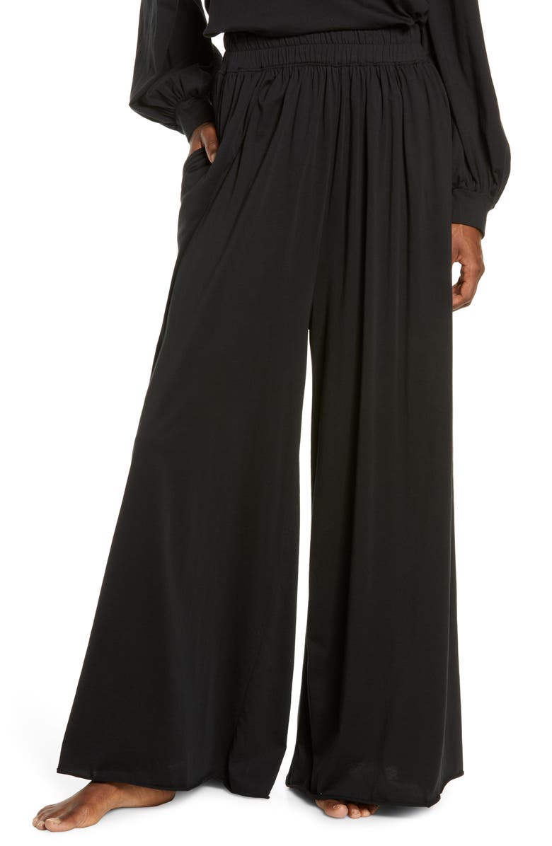 Lunya Organic Pima Wide Leg Lounge Pants, Main, color, Immersed Black
