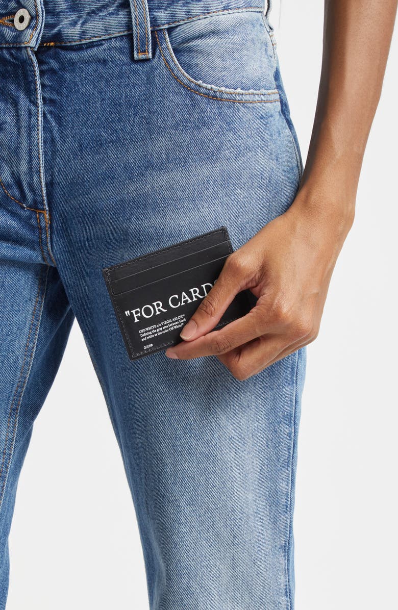 Off-White Quote Leather Card Case, Alternate, color,