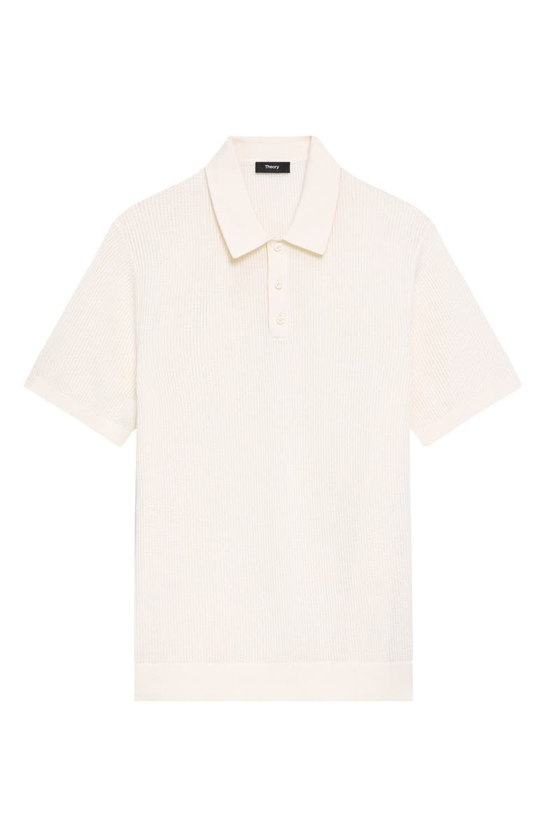 Theory Mesh Knit Polo, Alternate, color, Eggshell