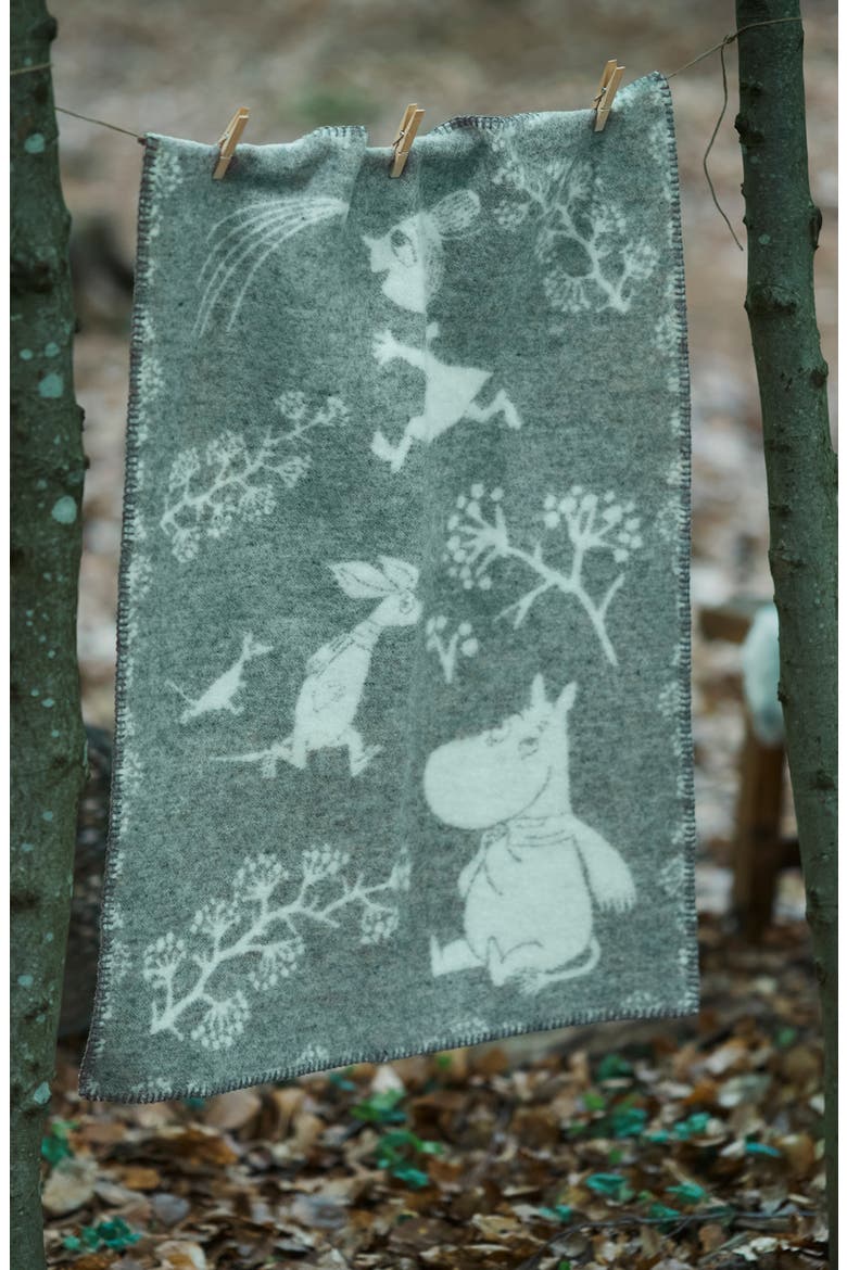Kids' Moomin Winterland Lambswool Blanket, Alternate, color, GREY