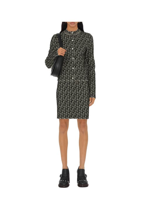 Shop Burberry B Charm Wool Blend Skirt In Black