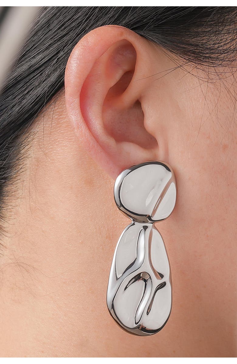 RIVKA FRIEDMAN White Rhodium Plated Pebble Drop Earrings, Alternate, color, 