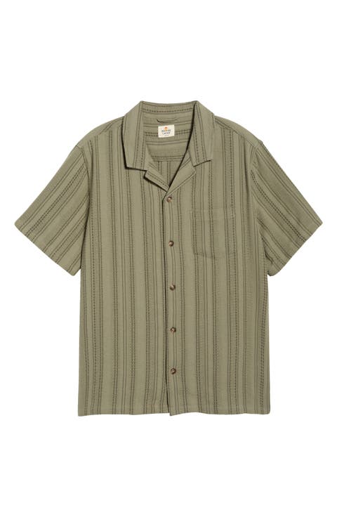 Stripe Cotton Dobby Camp Shirt