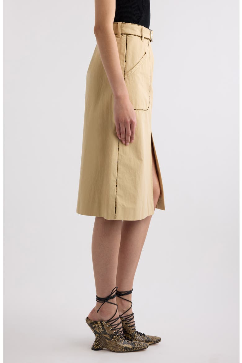 Belted Cotton Poplin Skirt, Alternate, color, BEIGE