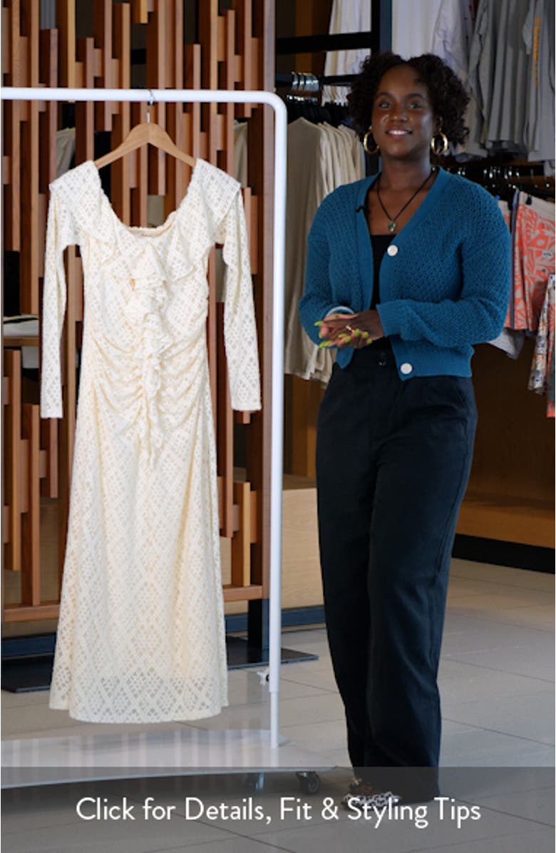 Dorian Lace Long Sleeve Off the Shoulder Maxi Dress, sales video thumbnail