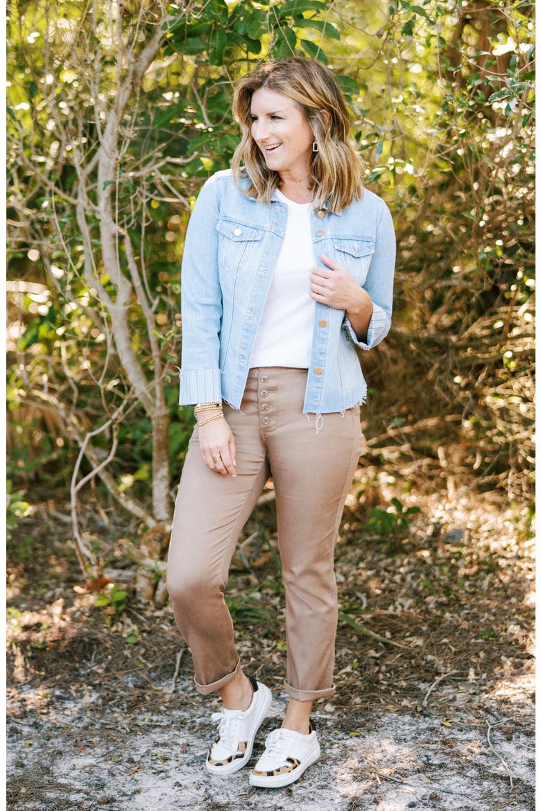 x Living in Yellow High Waist Cuffed Crop Button Fly Pants, Alternate, color, ASHWOOD BROWN