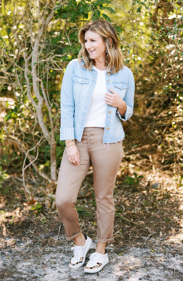 Liverpool Los Angeles x Living in Yellow High Waist Cuffed Crop Button Fly Pants, Alternate, color,