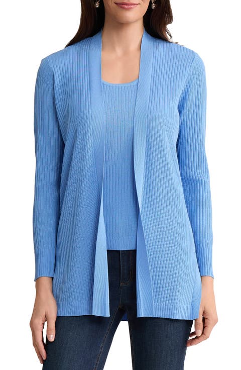 Sutton Open Front Rib Knit Cardigan