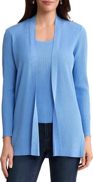 Jones New York Sutton Open Front Rib Knit Cardigan