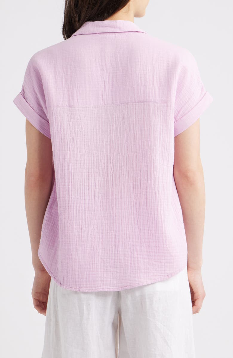 beachlunchlounge London Cotton Gauze Popover Top, Alternate, color, Lilac Pink