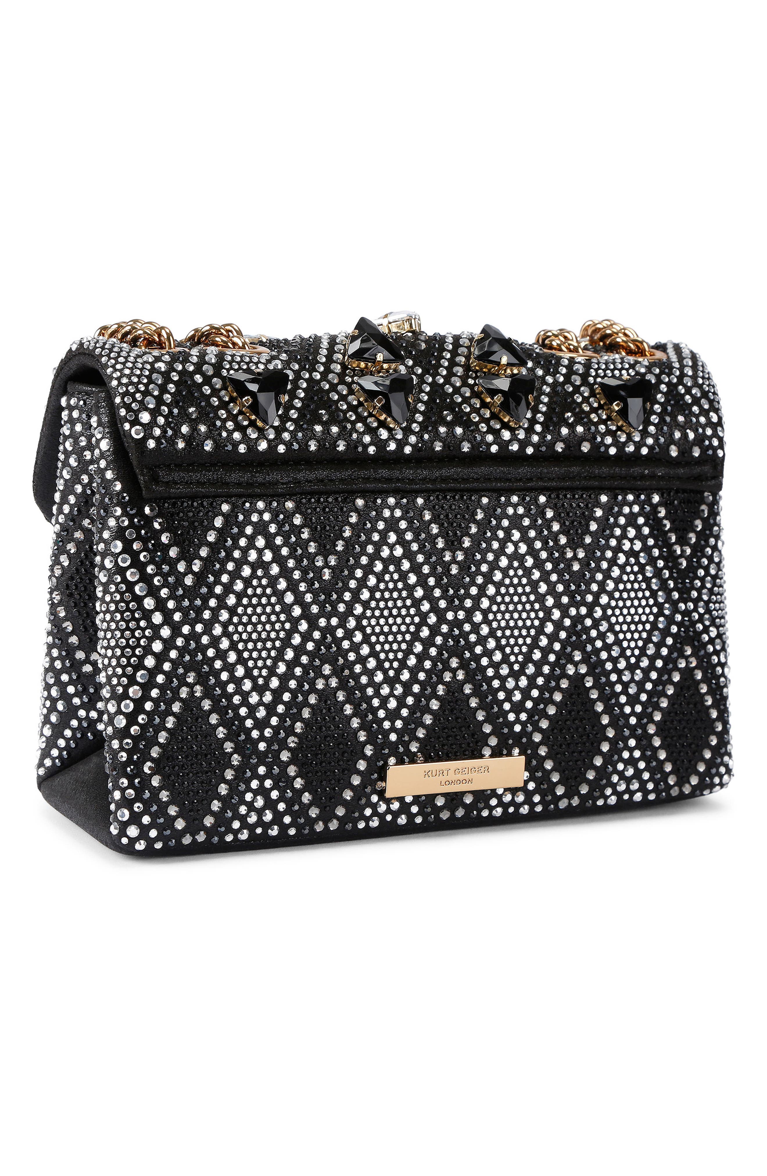 Kurt Geiger London Medium Kensington Crystal Embellished Shoulder Bag, Alternate, color, Charcoal