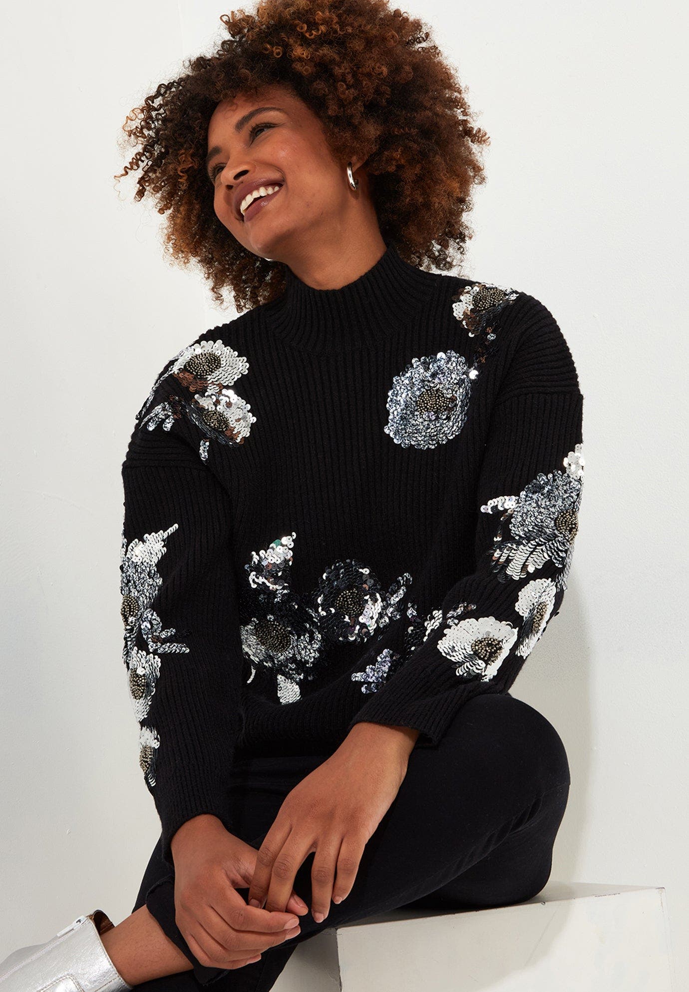selected SILVER SEQUIN FLORAL
