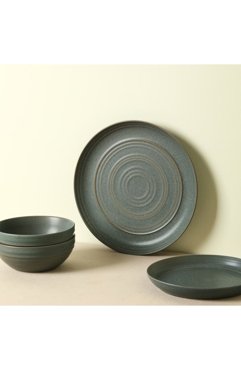 Stone Lain Elio Stoneware 4-Piece Dinner Plate Set, Alternate, color, Green