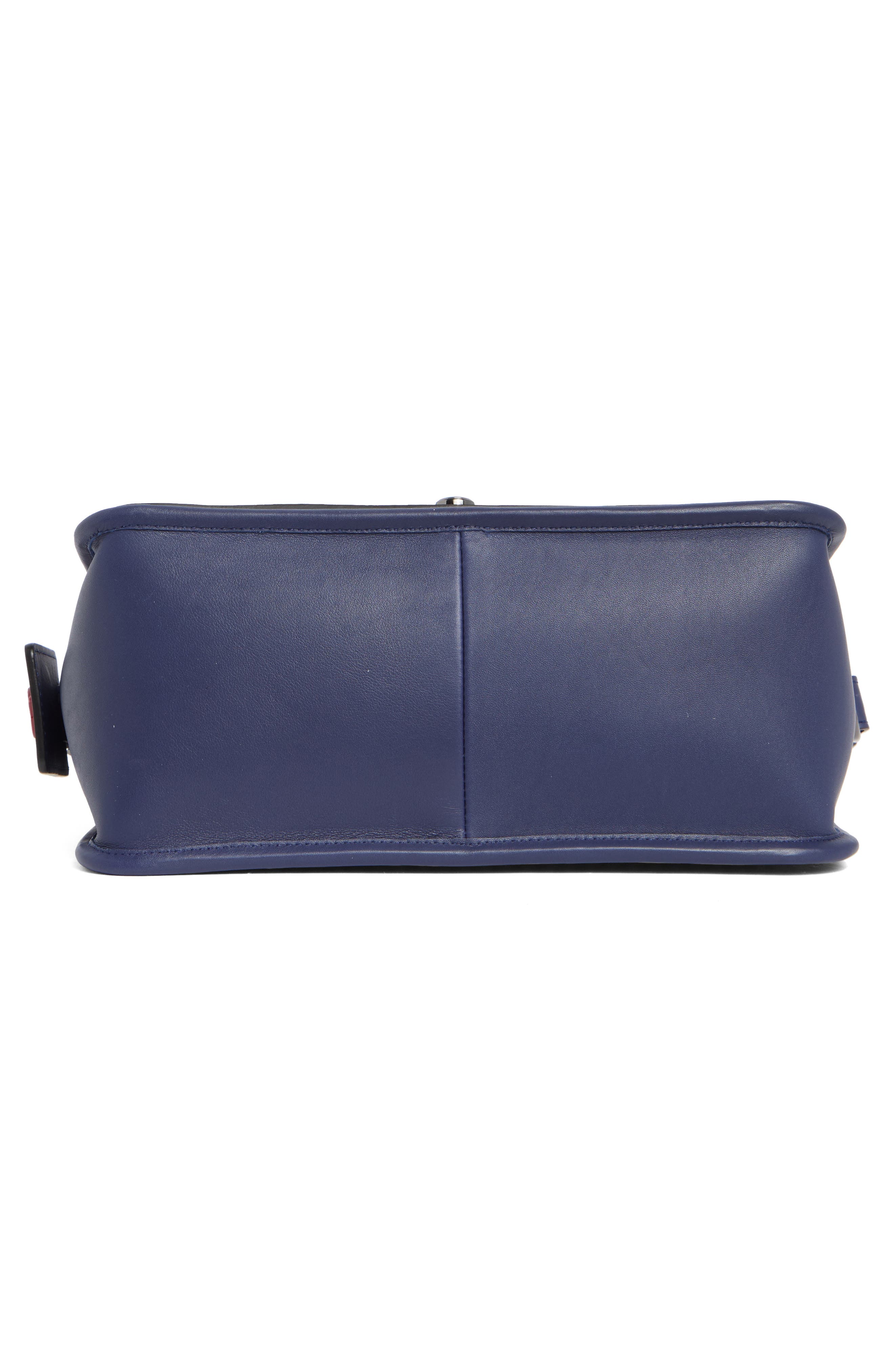 Longchamp Mademoiselle Medium Leather Satchel, Alternate, color, Navy