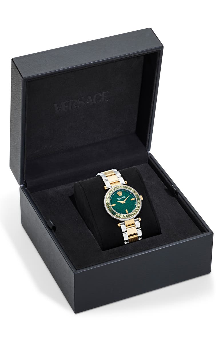 Versace Reve Bracelet Watch, 35mm, Alternate, color, Two Tone Green