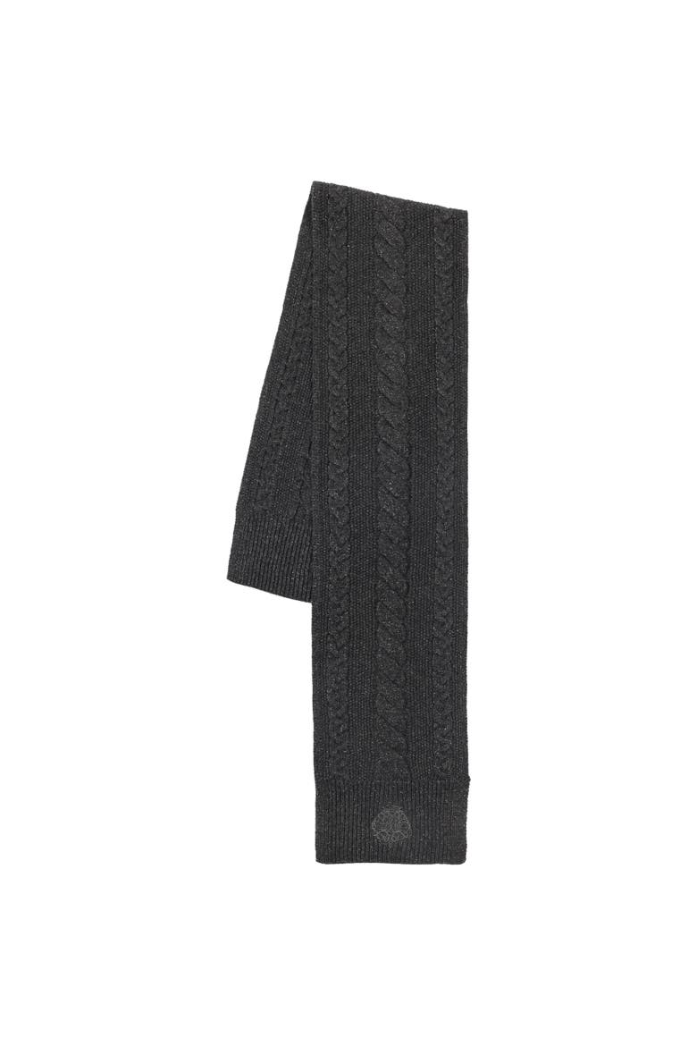 metallic direct embroidery cable scarf, Alternate, color, onyx heather