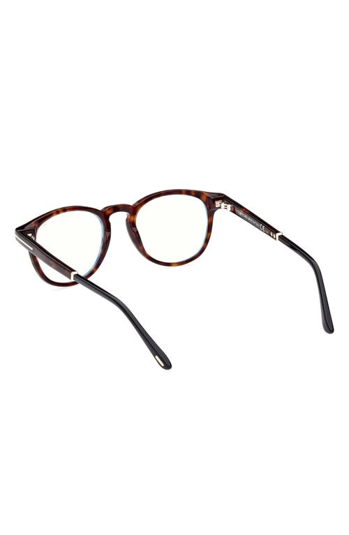 Tom Ford 49mm Round Blue Light Blocking Optical Glasses In Gold