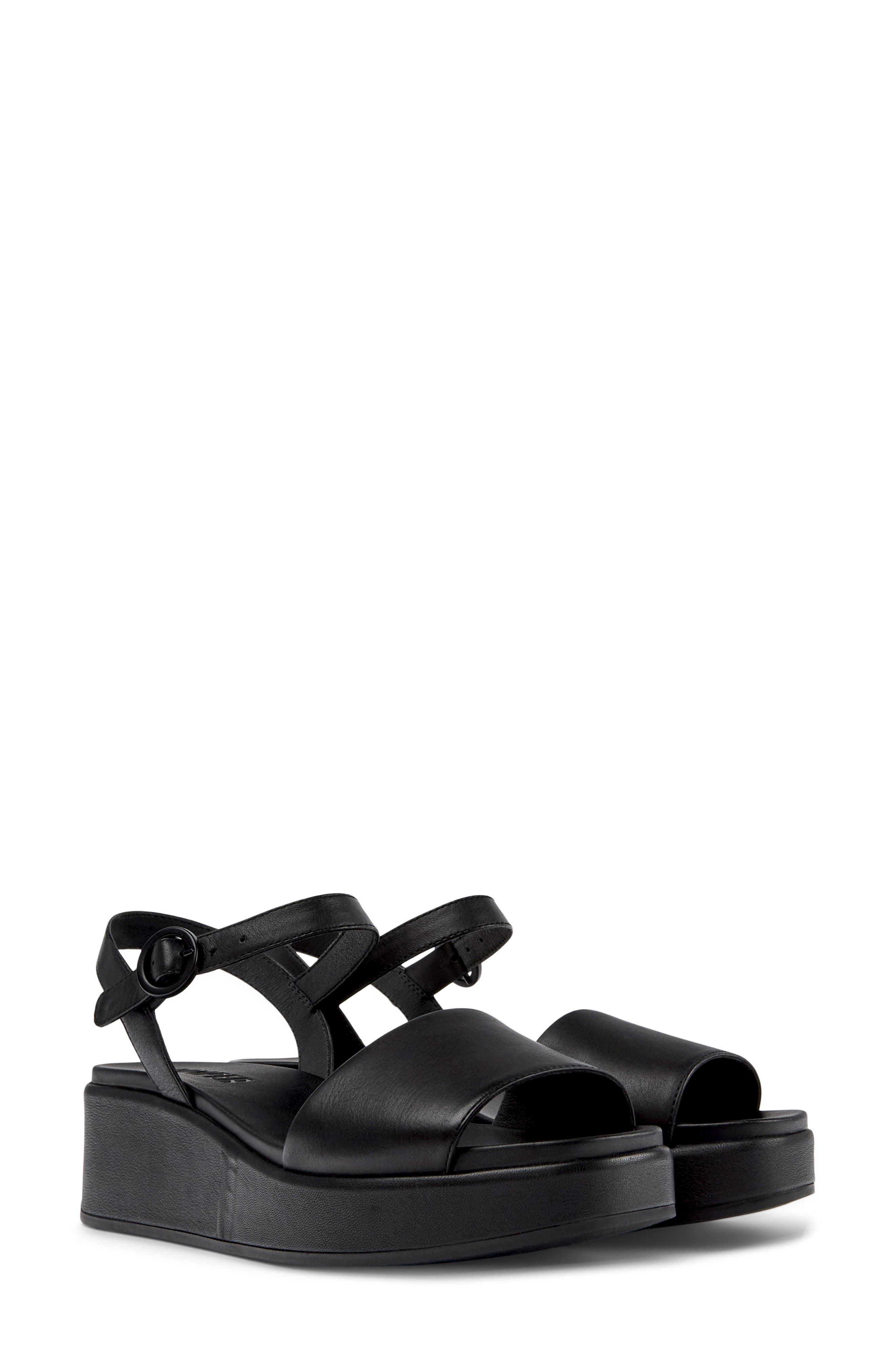 Camper Misia Platform Sandal, Main, color, Black