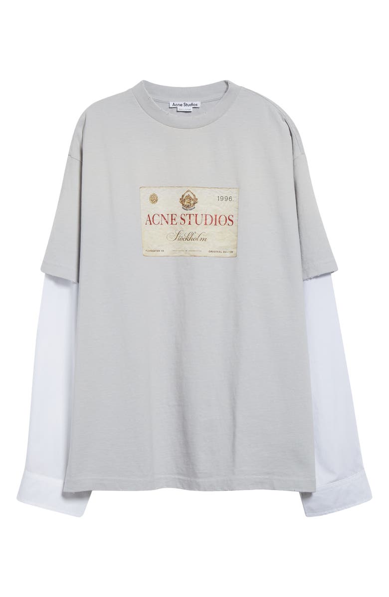 Acne Studios Edra Double U Layered Cotton Shirt, Alternate, color, Light Grey Aab