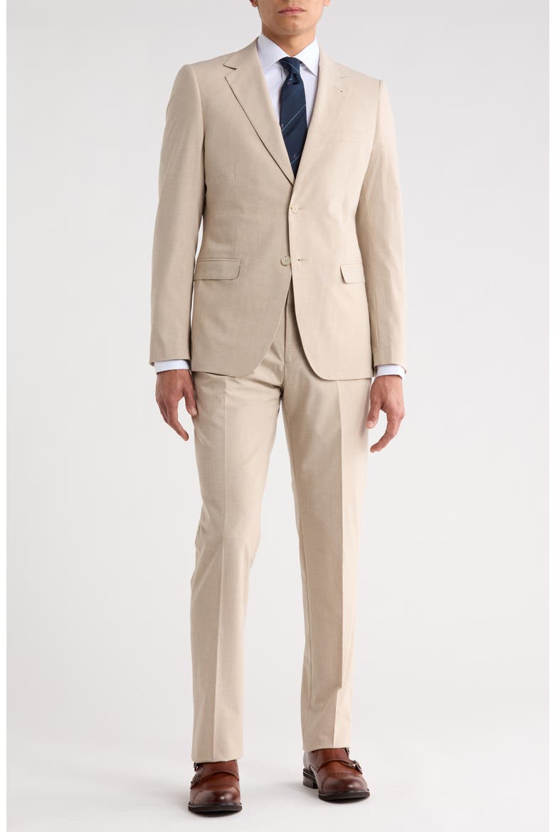 Trim Fit Tan Notch Lapel Stretch Suit, Main, color, TAN
