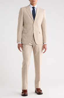 ZANETTI Trim Fit Tan Notch Lapel Stretch Suit