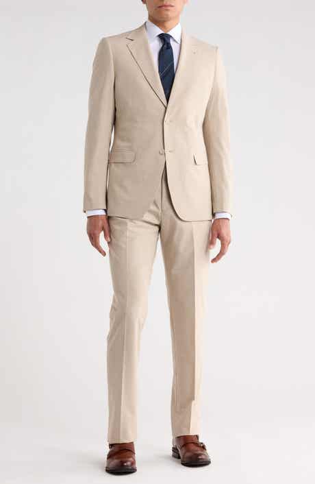 ZANETTI Trim Fit Tan Notch Lapel Stretch Suit