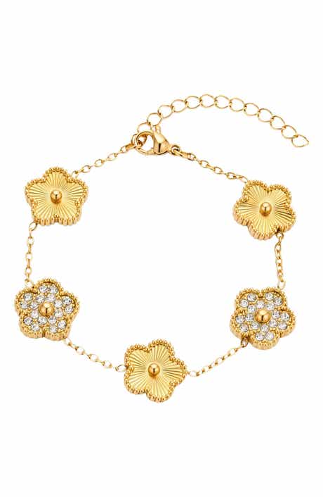 18k Gold Plated Flower Charm Bracelet