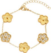 Adornia 18k Gold Plated Flower Charm Bracelet