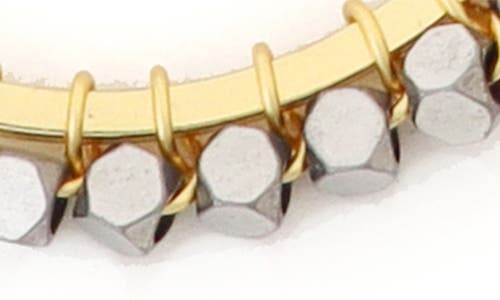 Panacea Hematite Bead Hoop Earrings In Gold
