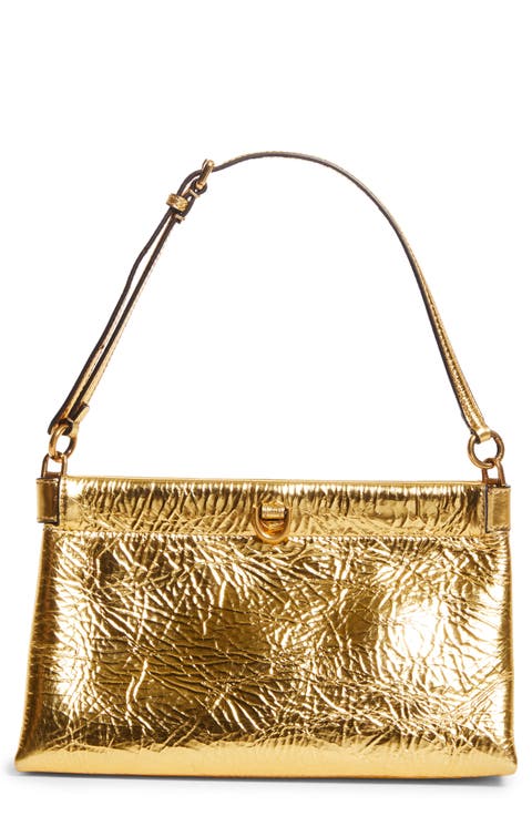 Extra Small Clutch Talk Crinkled Metallic Leather Clutch
