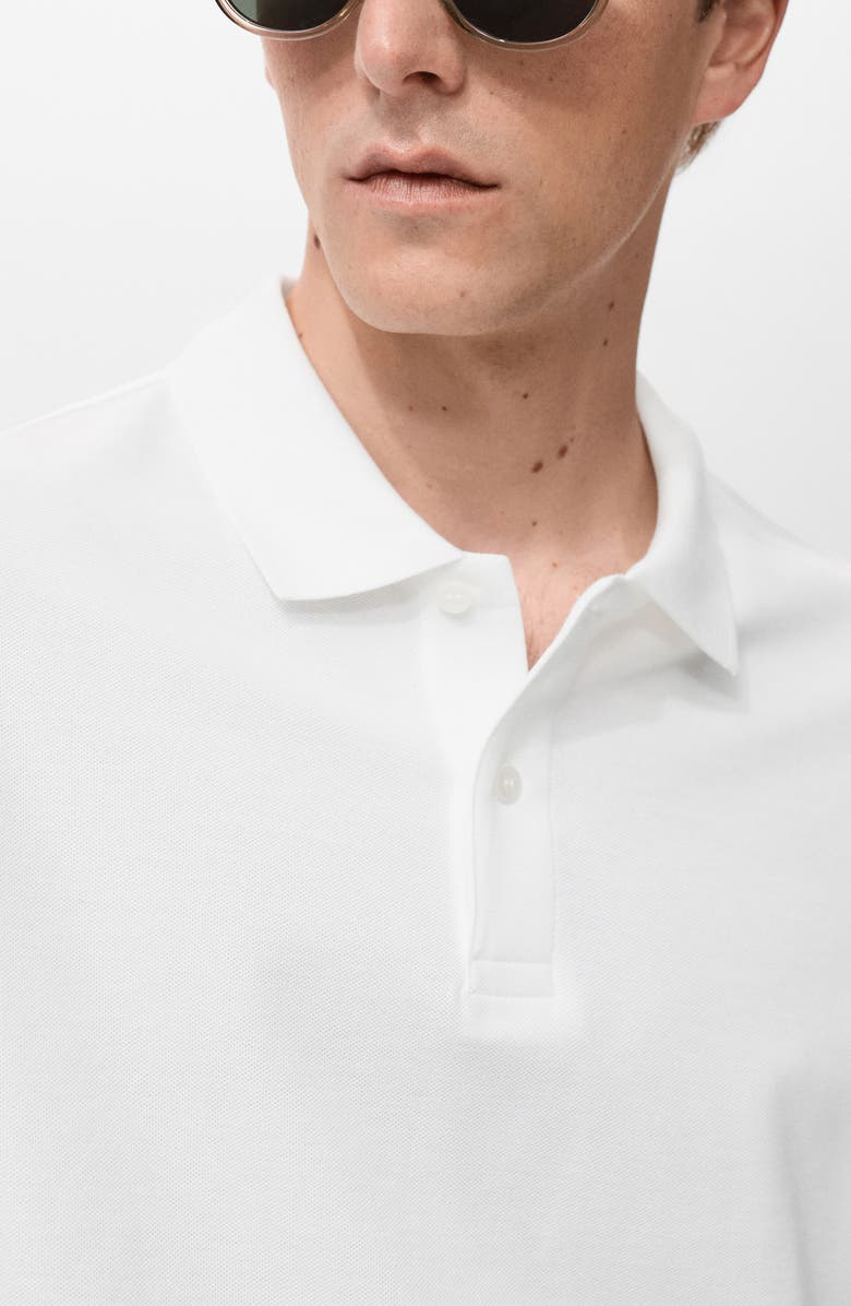 MANGO Regular Fit Cotton Piqué Polo, Alternate, color, White
