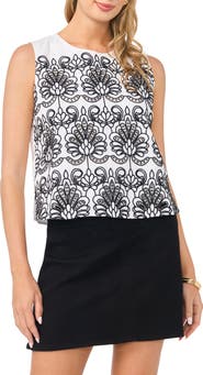 Vince Camuto Embroidered Cotton Shell