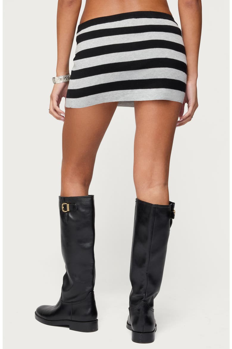 Kezia Stripe Knit Miniskirt, Alternate, color, BLACK