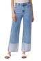 Contrast Hem High Waist Ankle Wide Leg Jeans