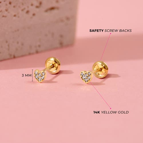 In Season Jewelry 14k Tiny Pave Cubic Zirconia Heart Earrings In Gold