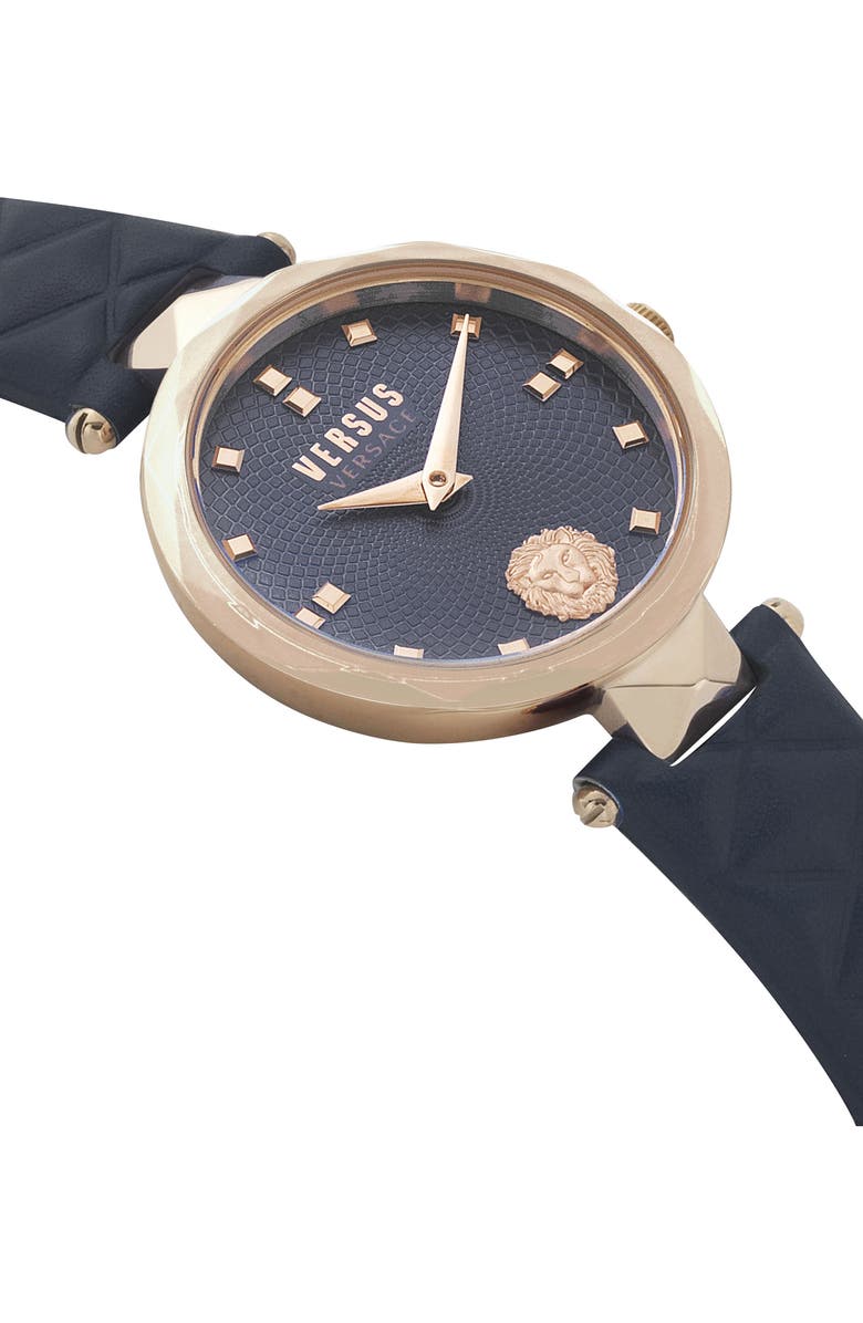 VERSUS Versace Covent Garden Leather Strap Watch, 32mm, Alternate, color, Rosegold