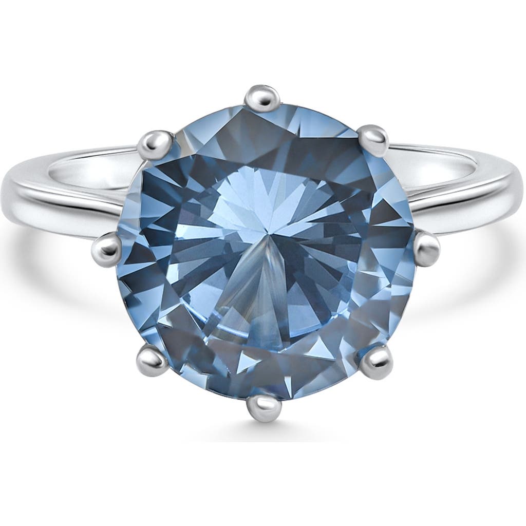 Bliss Diamond Aquamarine Solitaire Flower Ring 14k Gold 10mm Lab Grown