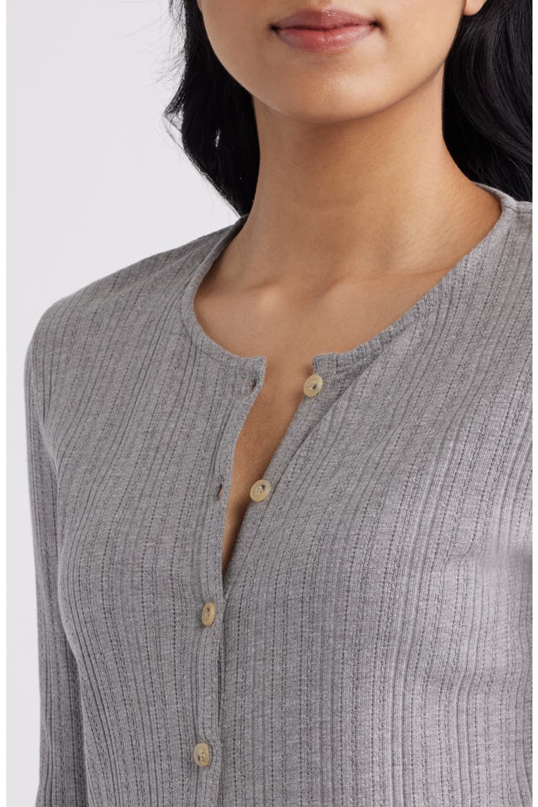 Paradise Organic Cotton Blend Pointelle Cardigan, Alternate, color, MEDIUM GREY HEATHER