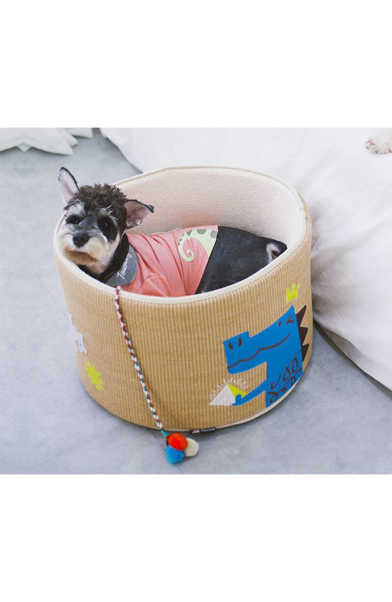 PET LIFE Touchcat 'Claw-ver Nest' Rounded Scratching Cat Bed with Teaser Toy, Alternate, color, 