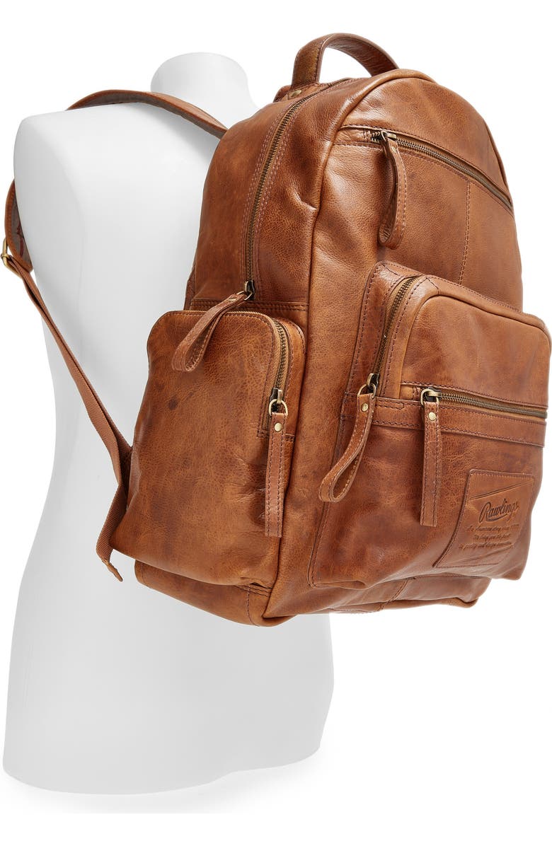 Rawlings <sup>®</sup> 'Rugged' Leather Backpack, Alternate, color,