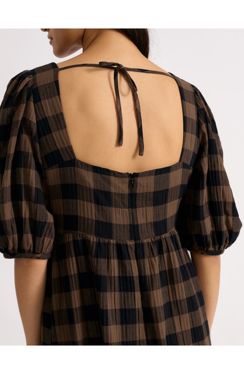 Albaray Large Gingham Iconic Midi Dress, Alternate, color, Chocolate
