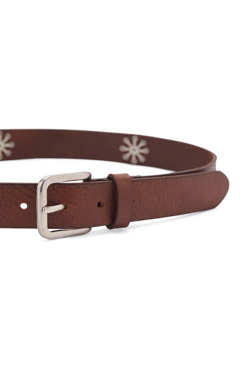 MANGO Embroidered Leather Belt, Alternate, color,