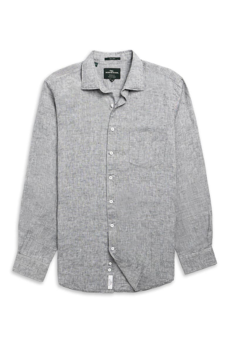 Coromandel Button-Up Linen Shirt, Alternate, color, SMOKE