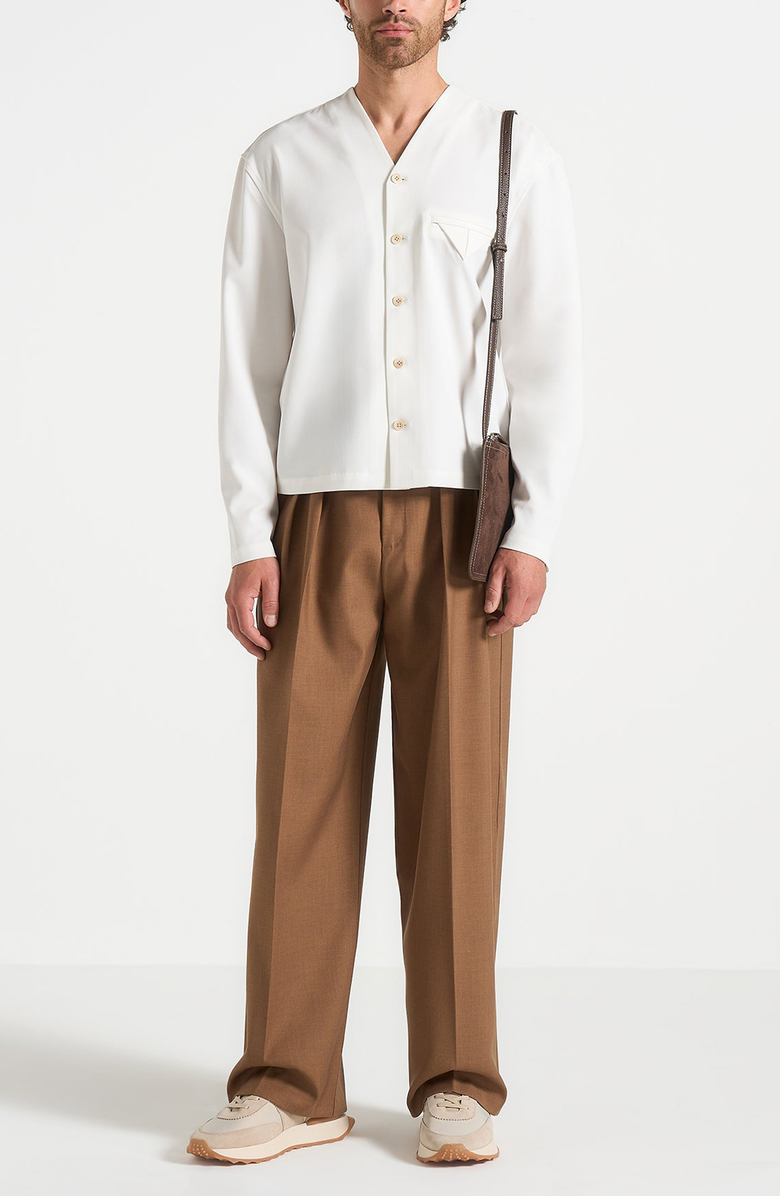 Manière De Voir Zac Boxy V-Neck Long Sleeve Shirt, Alternate, color, Off White