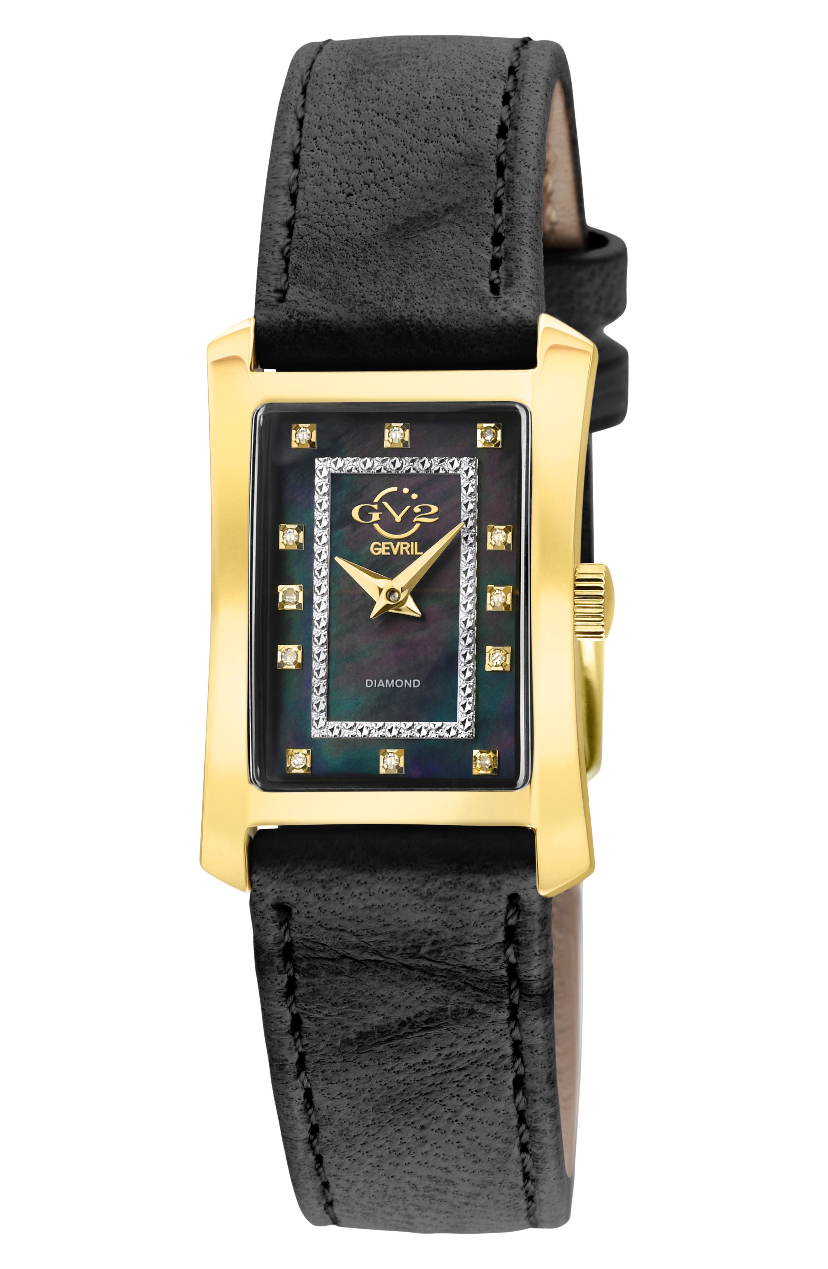 GV2 Luino Diamond Embellished Leather Strap Watch, 23mm x 29mm - 0.084 ctw.